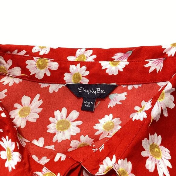 Simply Be Red Floral Dress Long Sleeve MIDI Flowy Dress Plus Size 20 - Picture 5 of 12